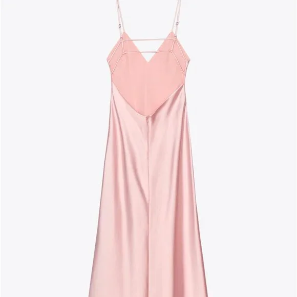 ZARA Satin Midi Dress – Pastel Pink – Size L – New (No Tags) 🎀 - Picture 6 of 13